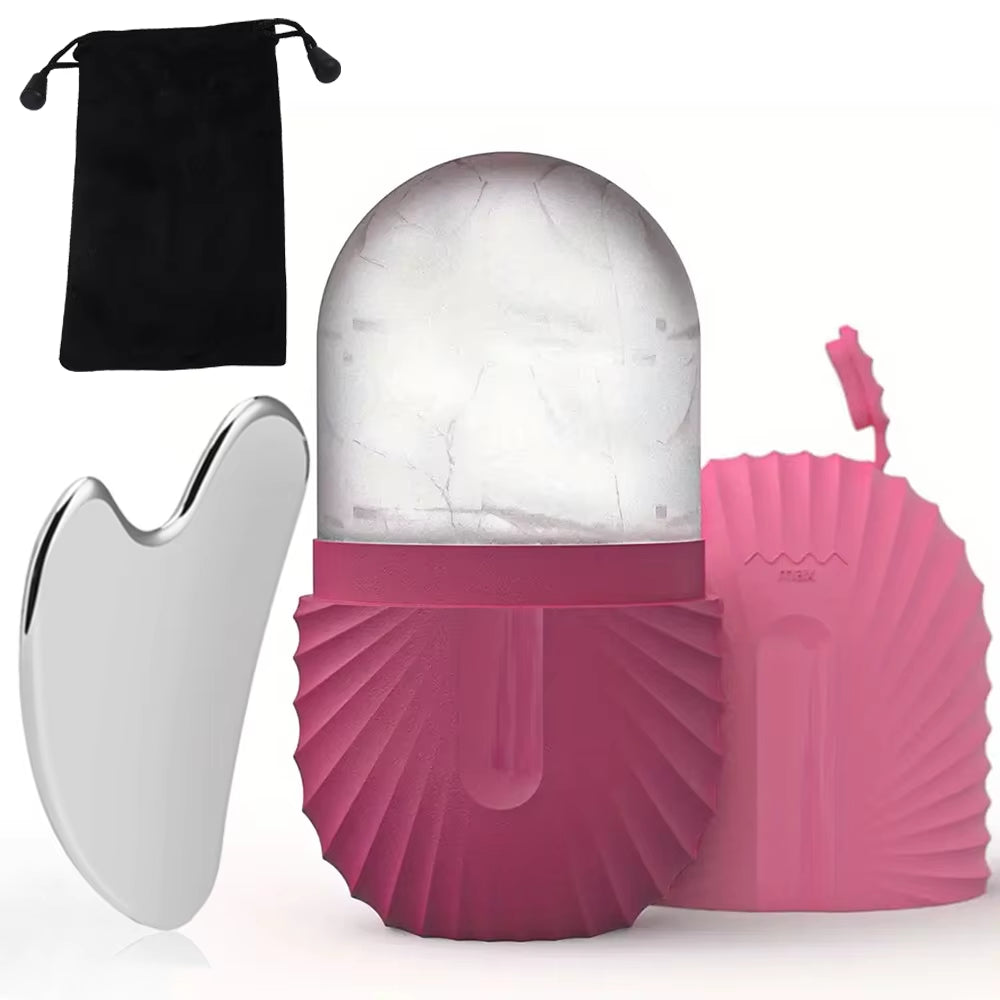 Ice Face Roller Stainless Steel Gua Sha Tool Set Skin Care Beauty Set Face Massage Roller Lifting Contouring Tool Reusable