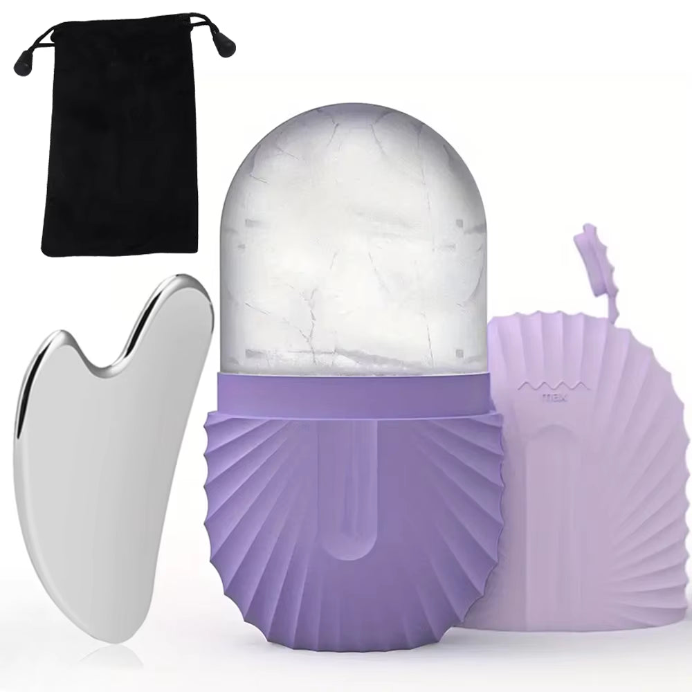 Ice Face Roller Stainless Steel Gua Sha Tool Set Skin Care Beauty Set Face Massage Roller Lifting Contouring Tool Reusable