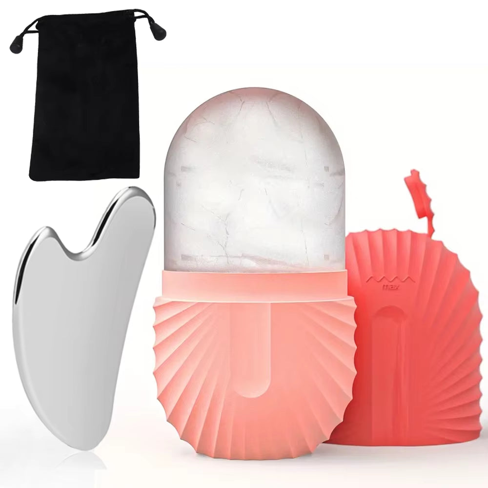 Ice Face Roller Stainless Steel Gua Sha Tool Set Skin Care Beauty Set Face Massage Roller Lifting Contouring Tool Reusable